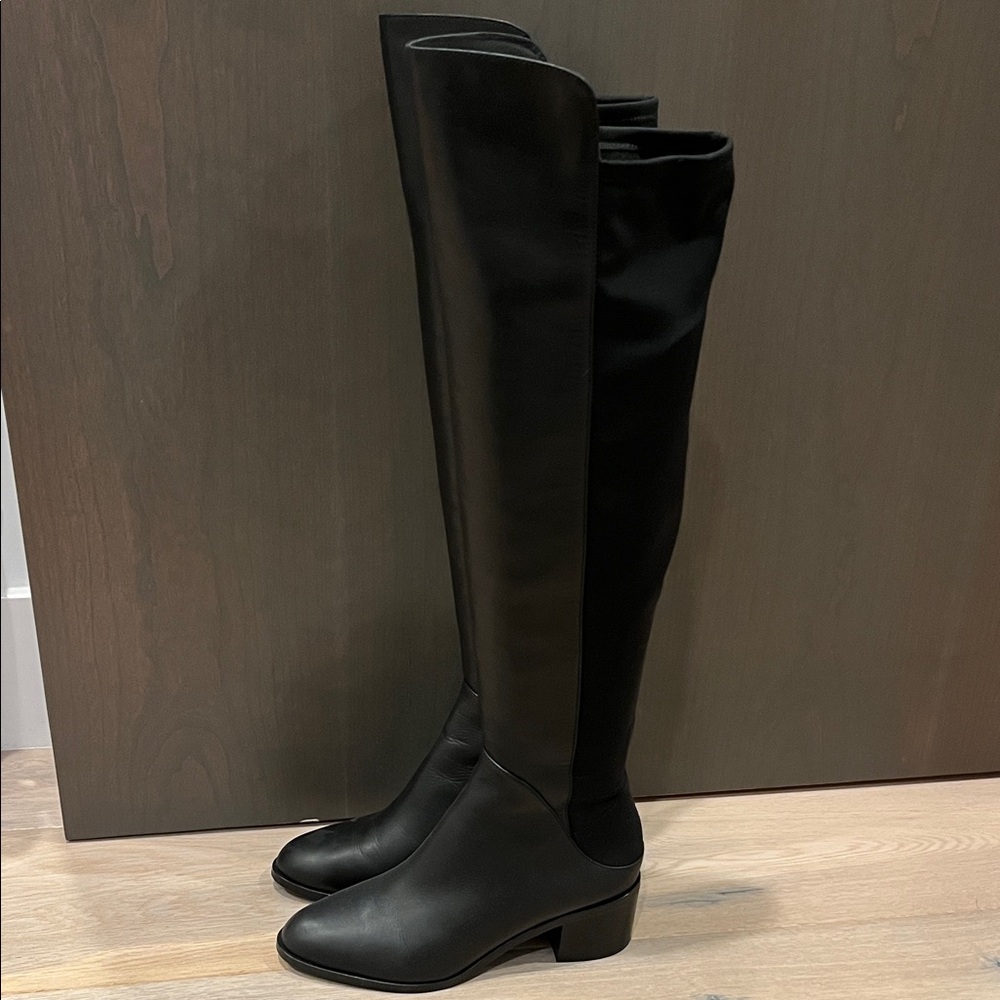 Via Spiga Over the Knee Leather/Stretch Black Boots